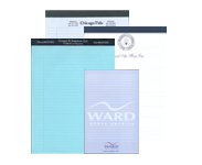 Personalized legal pads on white and colored paper